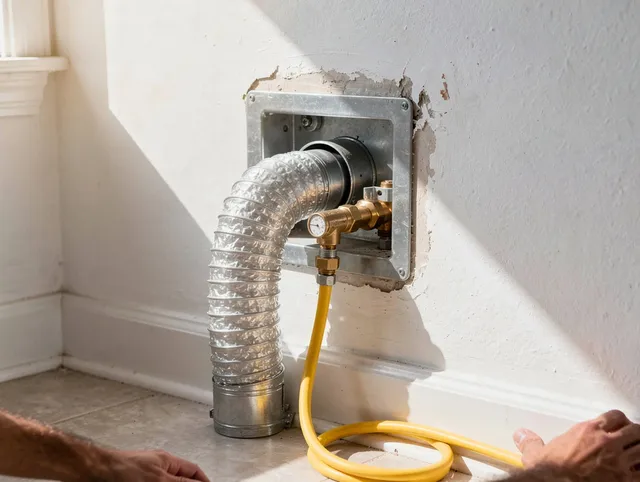 Somers Dryer Vent Cleaning certified technician performing specialized gas dryer vent cleaning in Somers
